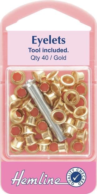 H435.G Eyelets with Tool: Gold - 5.5mm - 40pcs