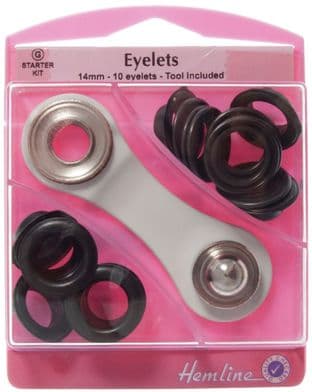 H438P.14.B Eyelets Starter Kit: Black - 14mm (G)