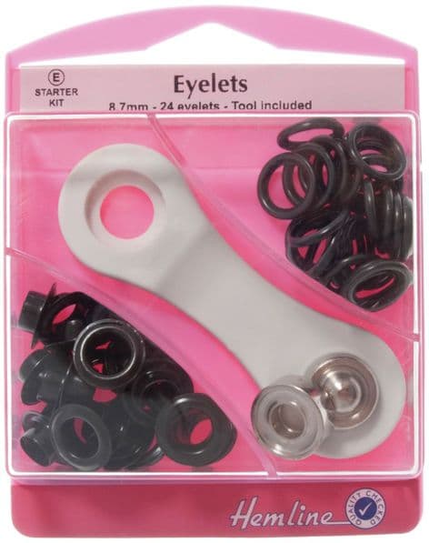 H438P.8.B Eyelets Starter Kit: Black - 8.7mm (E)