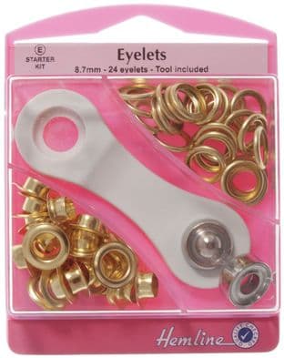 H438P.8.G Eyelets Starter Kit: Gold - 8.7mm (E)