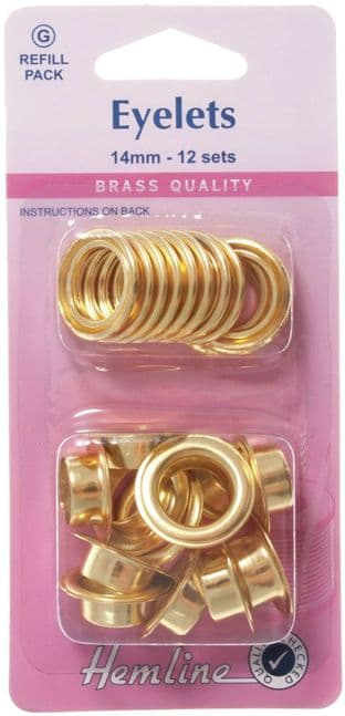 H438PR.14.G Eyelets Refill Pack: Gold/Brass - 14mm (G)