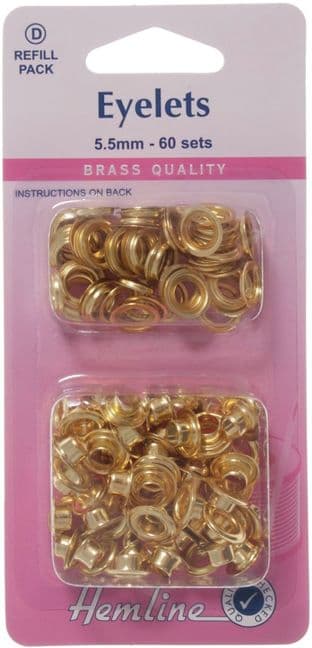 H438PR.5.G Eyelets Refill Pack: Gold/Brass - 5.5mm (D)