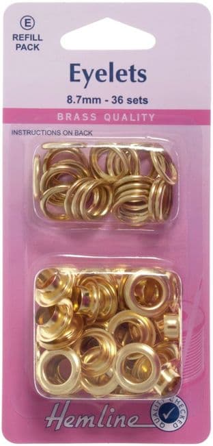 H438PR.8.G Eyelets Refill Pack: Gold/Brass - 8.7mm (E)