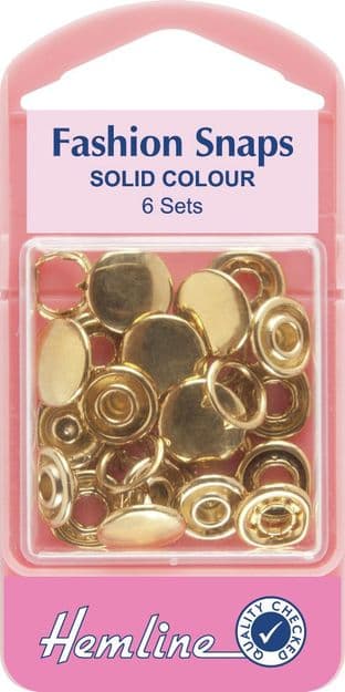 H440\GLD Fashion Snaps: Gold - Solid Top, 11mm - 6 Sets