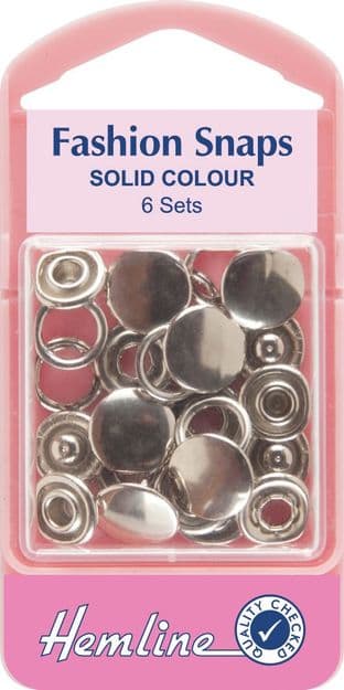 H440\SIL Fashion Snaps: Silver - Solid Top, 11mm - 6 Sets