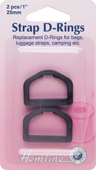 H452.25.B Strap D Rings: Black: 25mm