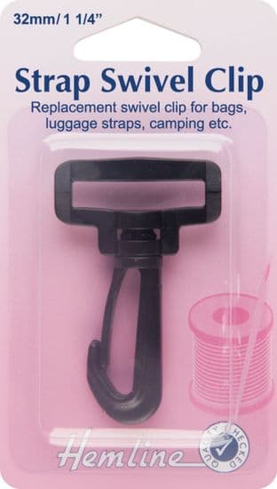 H453.32.B Swivel Clip: Black: 32mm: 2pk