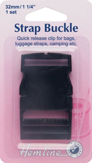 H454.32.B Strap Buckle: Black: 32mm