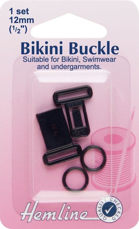 H460.B Bikini Buckle Set: Black - 12mm