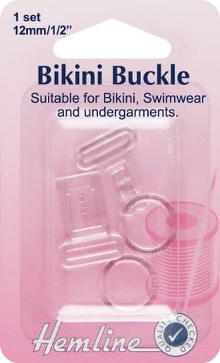 H460.C Bikini Buckle Set: Clear - 12mm