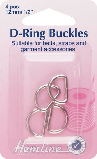 H462.12 D Rings: Nickel - 12mm - 4pcs