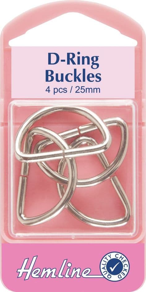 H462.25 D Rings: Nickel - 25mm - 4pcs