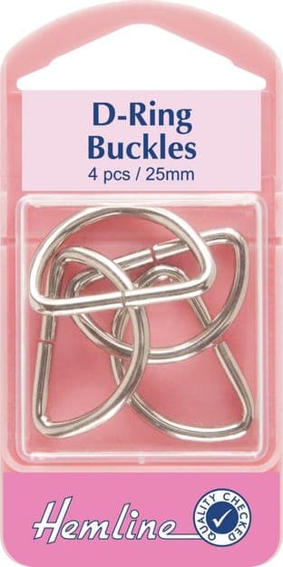 H462.25 D Rings: Nickel - 25mm - 4pcs