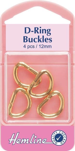 H462G.12 D Rings: Gold - 12mm - 4pcs