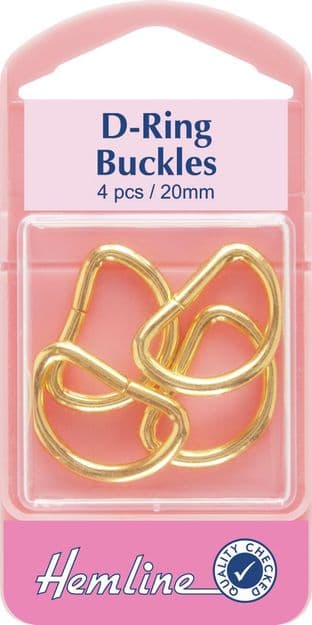 H462G.20 D Rings: Gold - 20mm - 4pcs