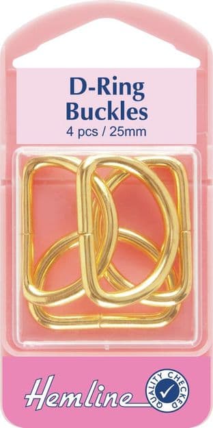 H462G.25 D Rings: Gold - 25mm - 4pcs