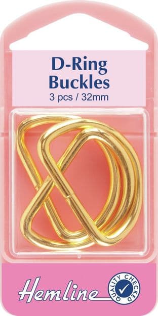 H462G.32 D Rings: Gold - 32mm - 3pcs