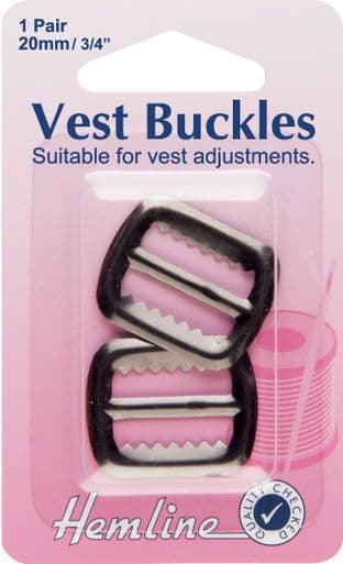 H463\GUN Vest/Waistcoat Buckles: Gunmetal - 20mm - 2pcs