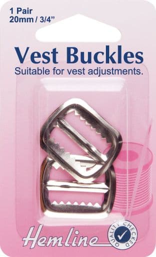 H463\SIL Vest/Waistcoat Buckles: Nickel - 20mm - 2pcs