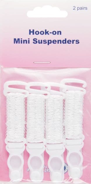 H464.MW Hook-on Mini Suspenders: White - 2 pairs