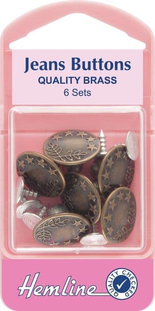 H466\BRO Jean Buttons: Bronze - 16mm