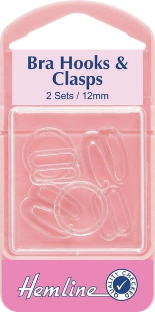 H470.12.C Bra Hooks & Clasps: Clear - 12mm
