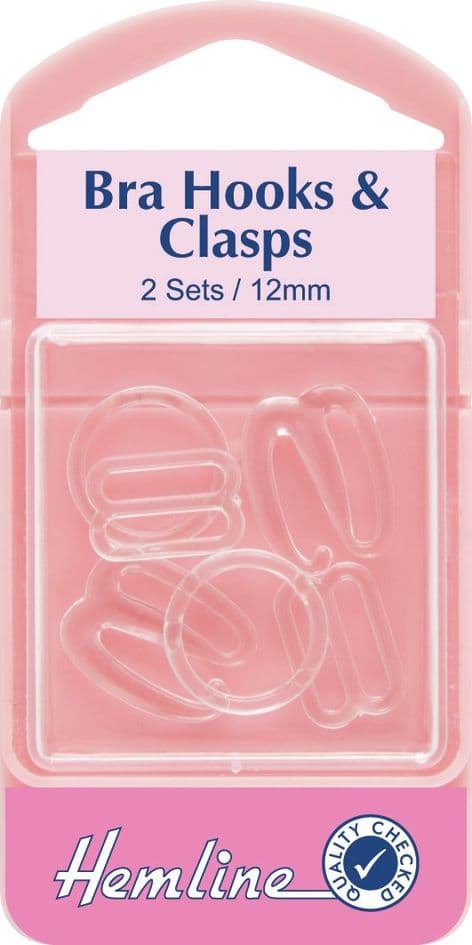 H470.12.C Bra Hooks & Clasps: Clear - 12mm