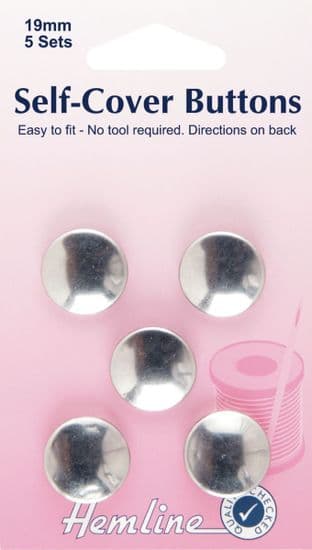 H473.19 Self Cover Buttons: Metal Top - 19mm