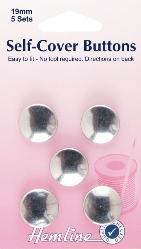 H473.19 Self Cover Buttons: Metal Top - 19mm