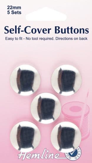 H473.22 Self Cover Buttons: Metal Top - 22mm