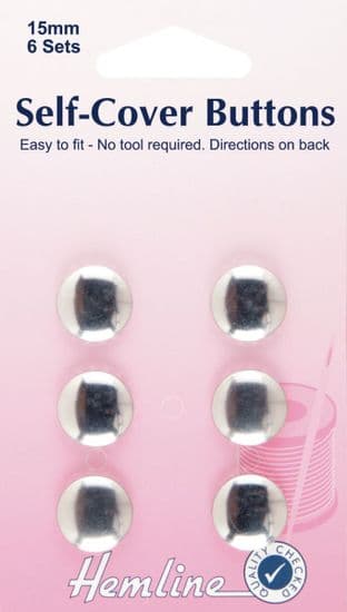 H473.25 Self Cover Buttons: Metal Top - 15mm