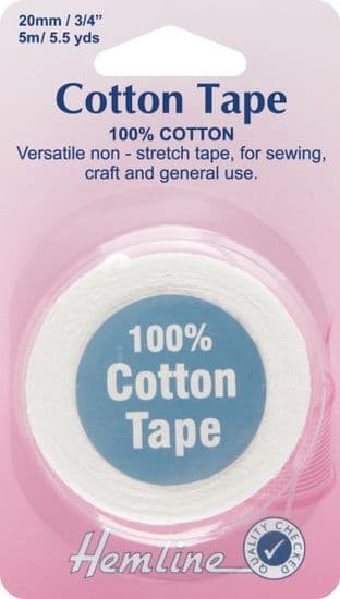 H540.20 Cotton Tape: White - 5m x 20mm