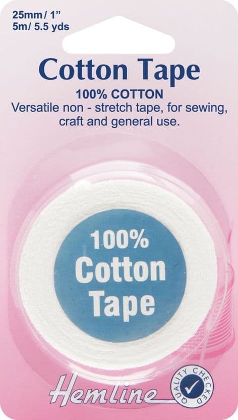 H540.25 Cotton Tape: White - 5m x 25mm
