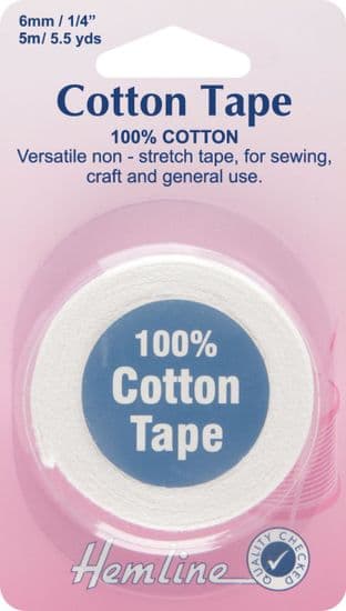 H540.6 Cotton Tape: White - 5m x 6mm