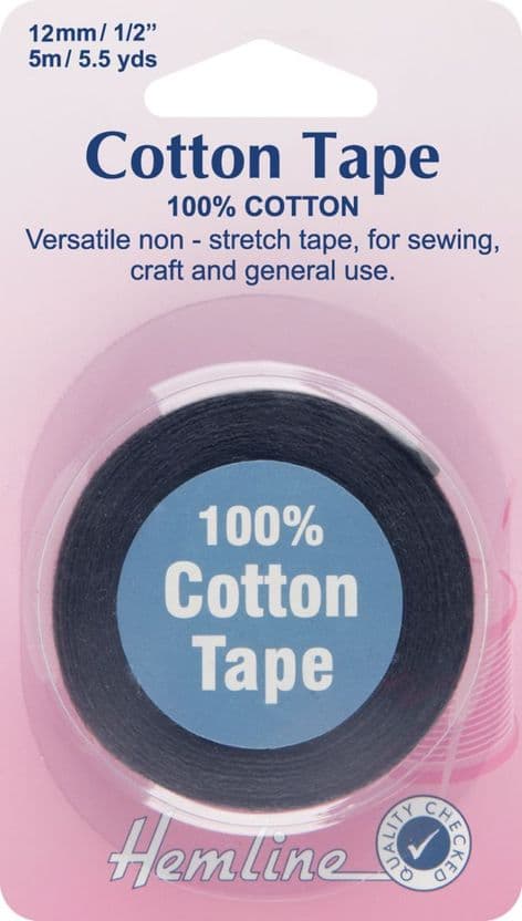 H541.12 Cotton Tape: Black - 5m x 12mm