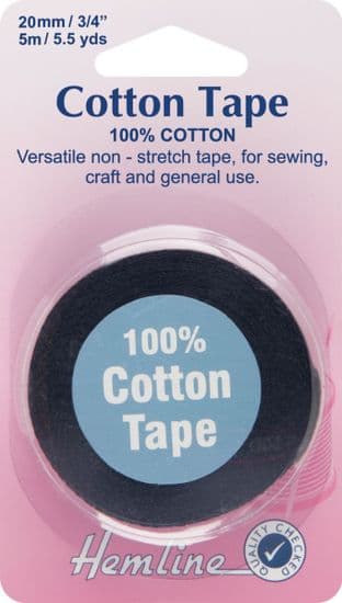 H541.20 Cotton Tape: Black - 5m x 20mm