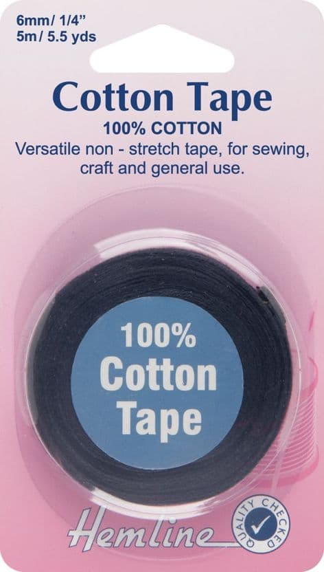 H541.6 Cotton Tape: Black - 5m x 6mm