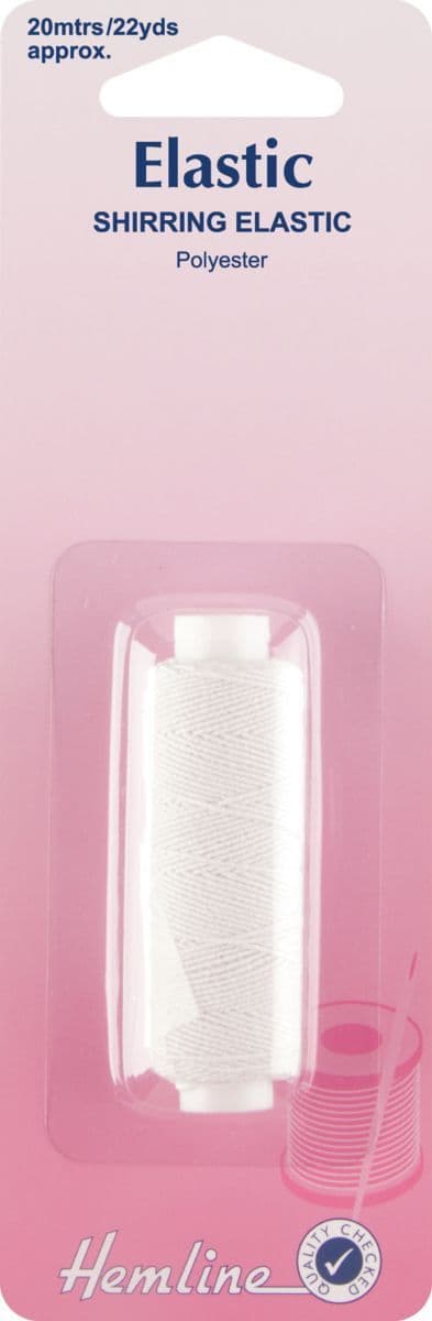 H600 Shirring Elastic: White - 20m x 0.75mm