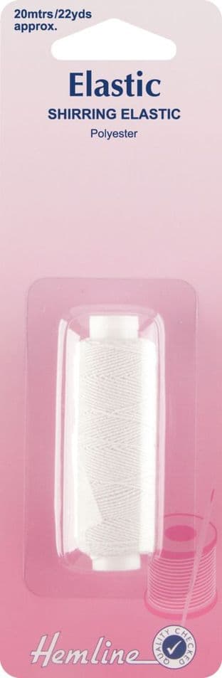 H600 Shirring Elastic: White - 20m x 0.75mm