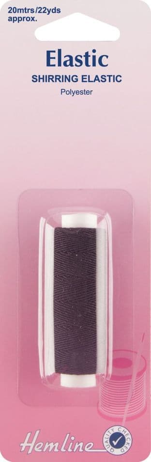 H601 Shirring Elastic: Black - 20m x 0.75mm