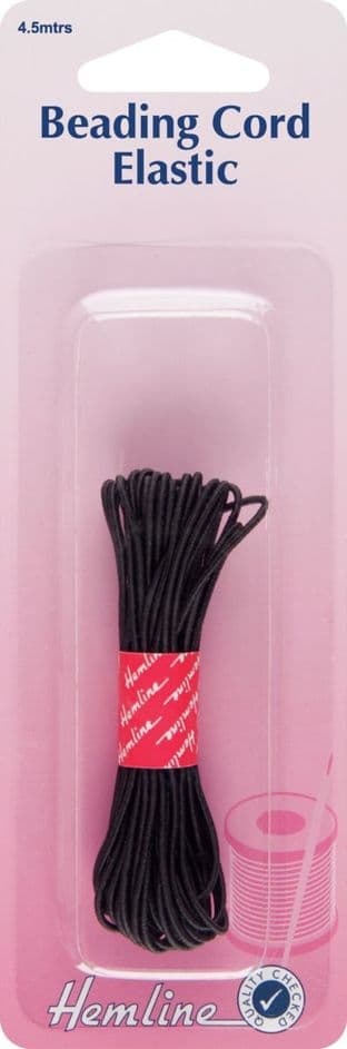 H605.BK Beading Cord Elastic: Black: 5 Packs of 4.5m x 1.3mm