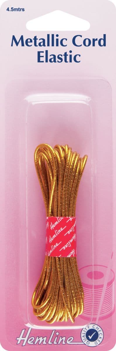 H615.GD Metallic Cord Elastic: Gold - 4.5m x 1.3mm