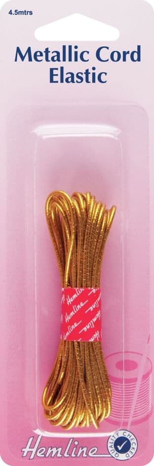 H615.GD Metallic Cord Elastic: Gold - 4.5m x 1.3mm