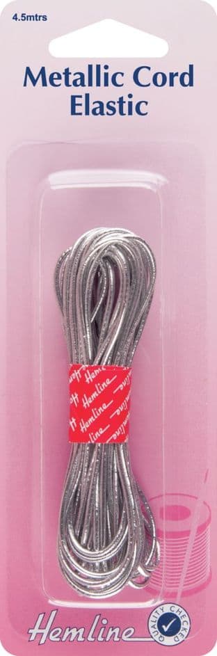 H615.SR Metallic Cord Elastic: Silver - 4.5m x 1.3mm