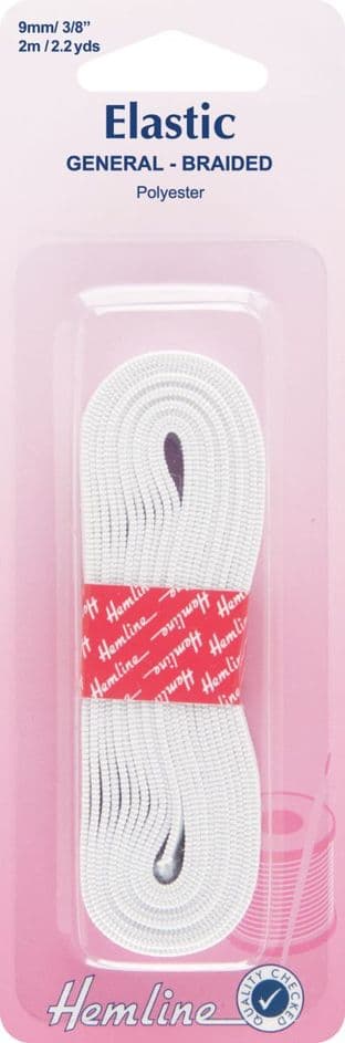 H620.9 General Purpose Braided Elastic: White - 2m x 9mm