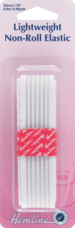 H621.40 Lightweight Non-Roll Elastic: White - 1m x 22mm