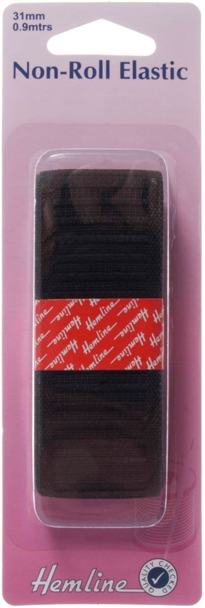 H631.31 Woven Non-Roll Elastic: Black - 1m x 31mm