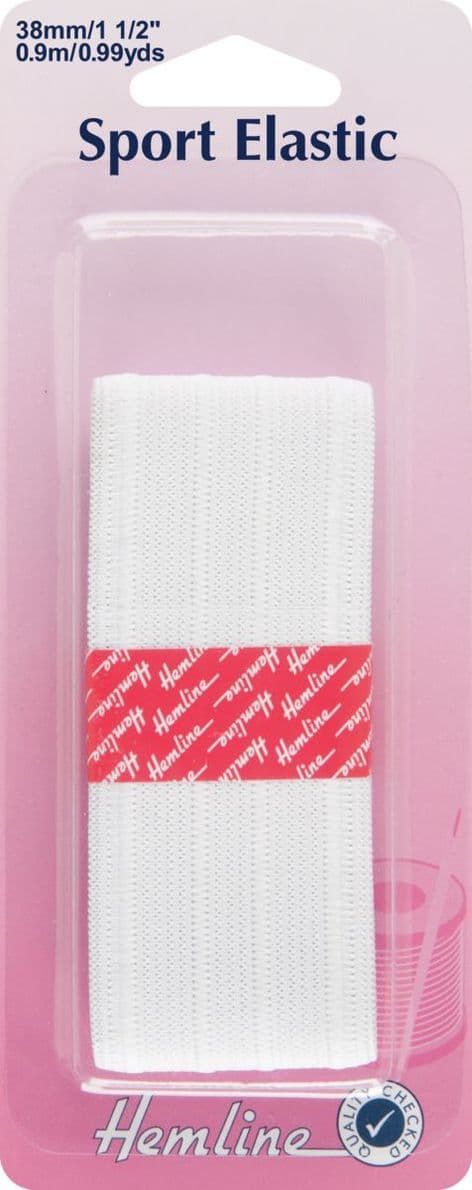 H638 Sport Elastic: White - 0.9m x 38mm
