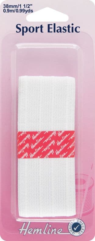 H638 Sport Elastic: White - 0.9m x 38mm
