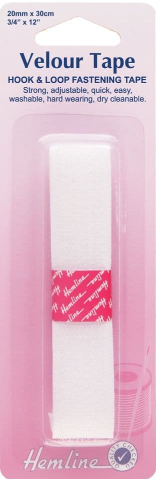 H650.20 Hook & Loop Tape: Sew-On: 30cm x 20mm: White